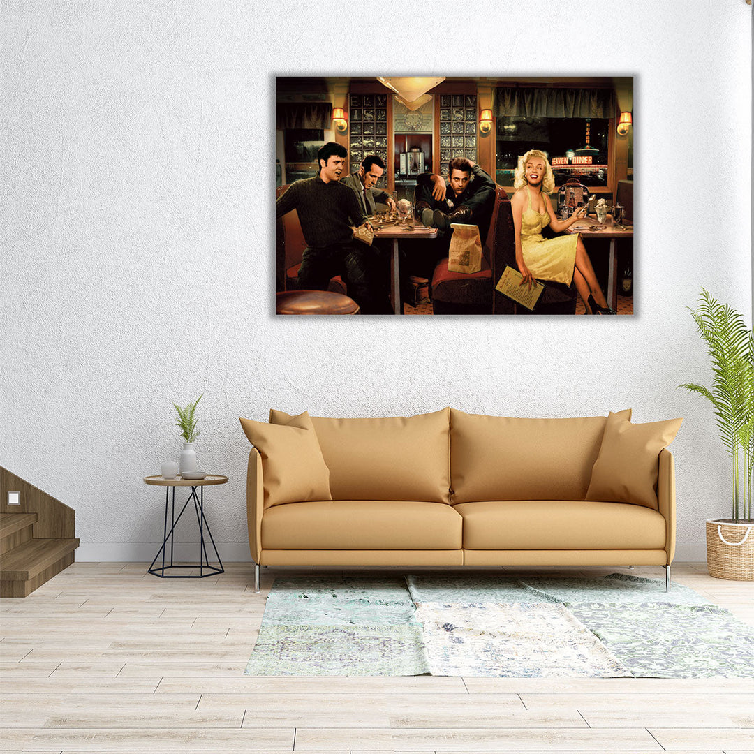 large friends artwork – inviting restaurant accent