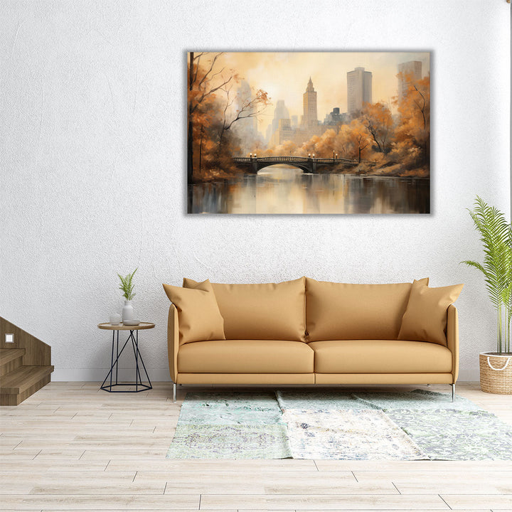 Central Park's Autumn Arch 2 - Canvas Print Wall Art