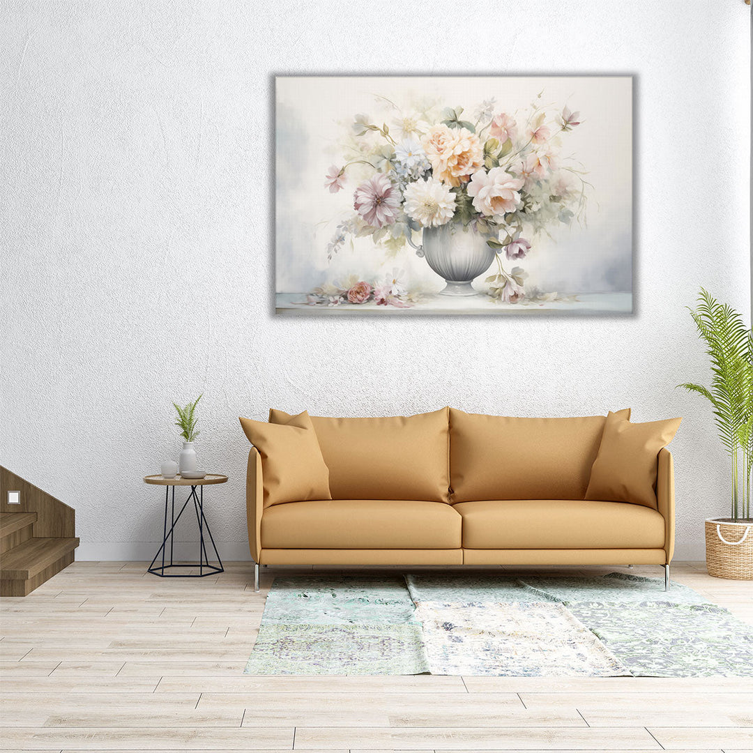 Distressed Vase Bloom 2 - Canvas Print Wall Art