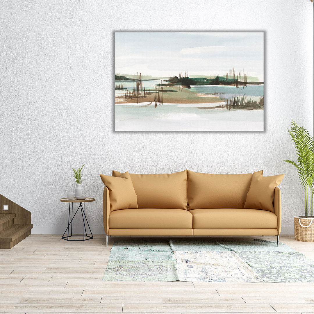 30x20 neutral wall art with layered brushwork