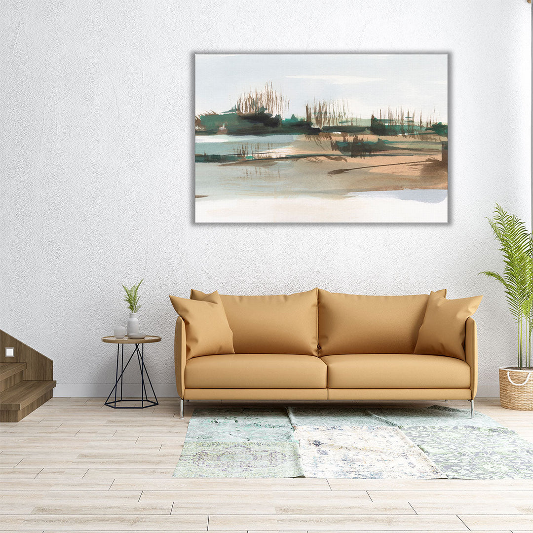 60x40 canvas of watercolor landscape with natural hues
