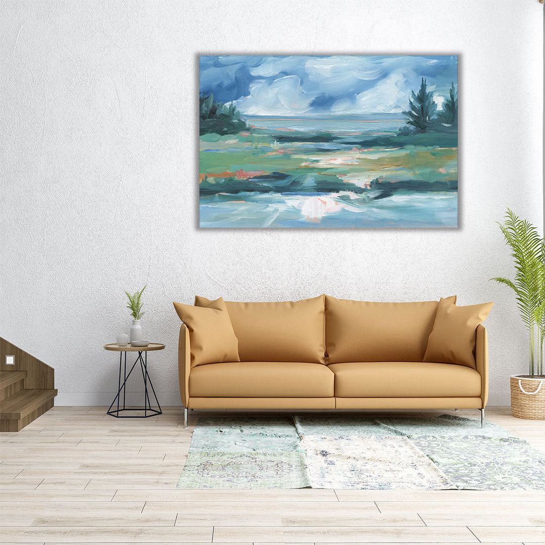 60x40 landscape canvas with lake and grasses