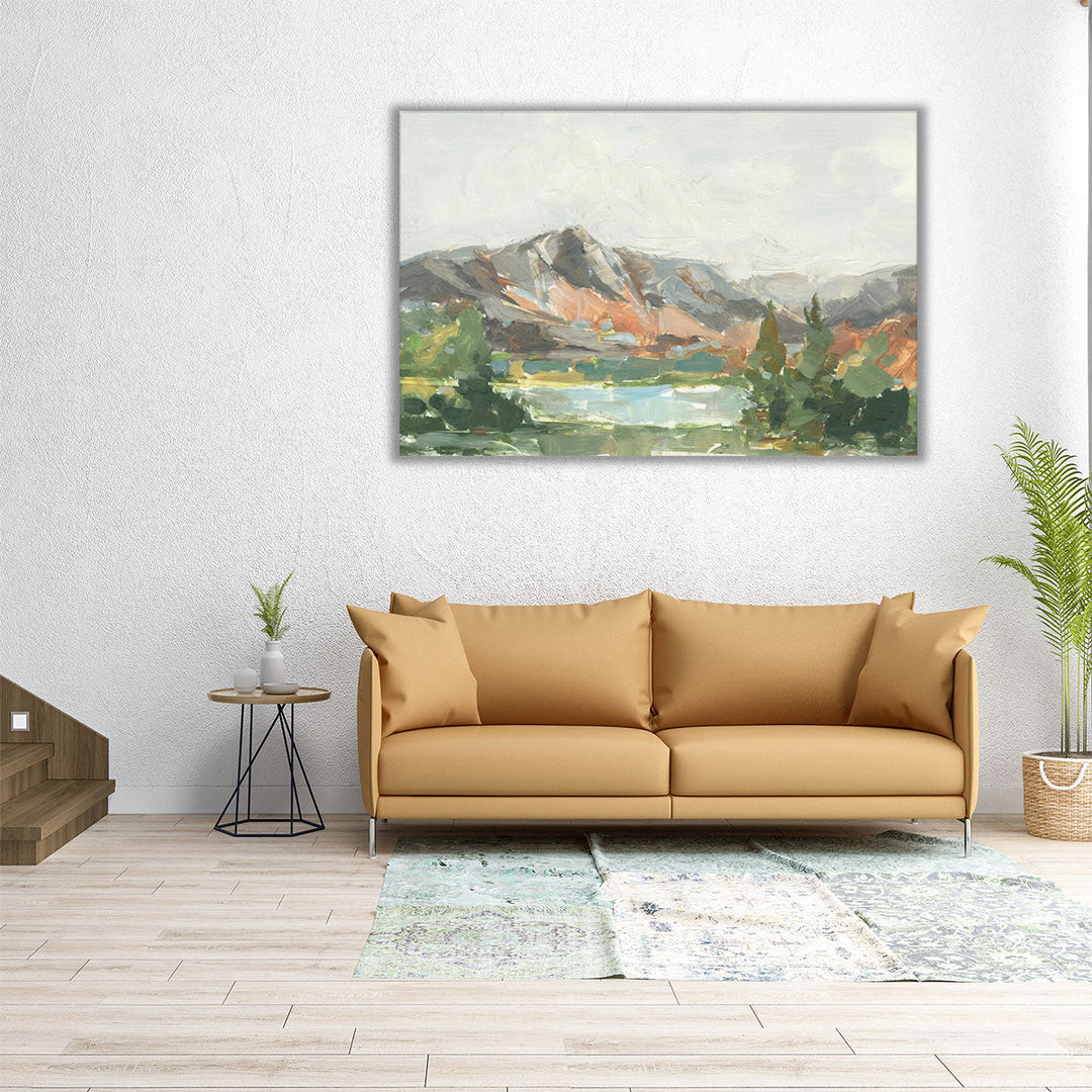 Big wall art mountains in green and brown