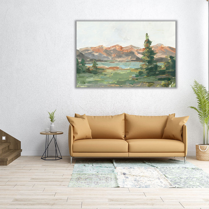 Large wall art mountains in green and brown