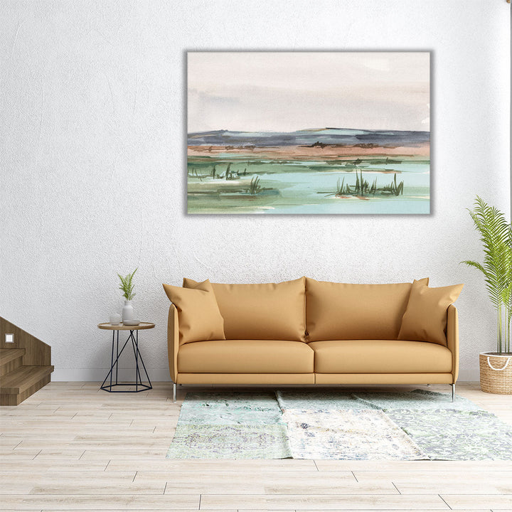 Large wall art mountain scene in watercolor