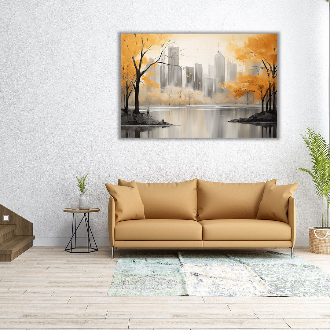 Large wall art golden city scene