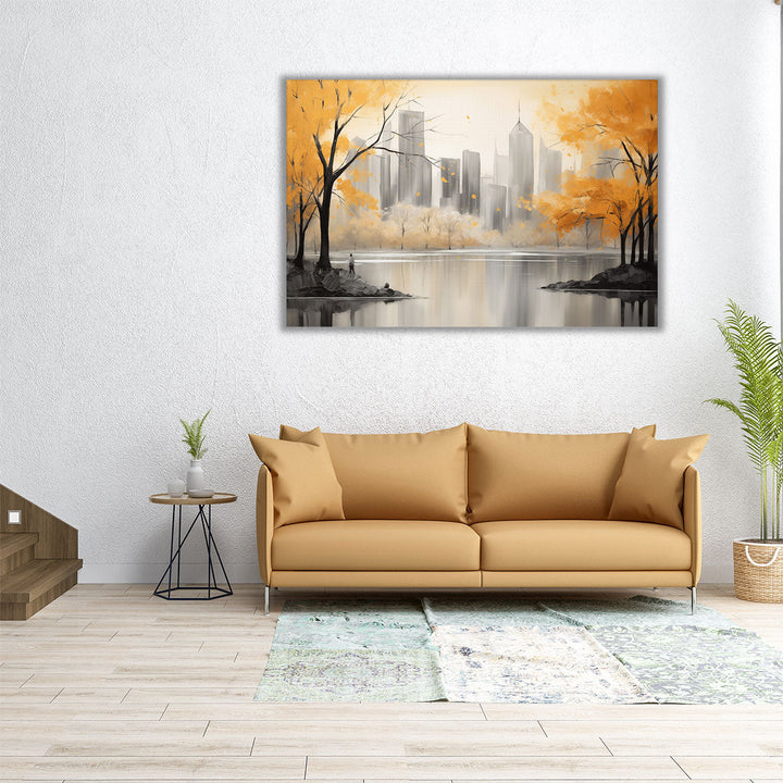 Large wall art golden city scene