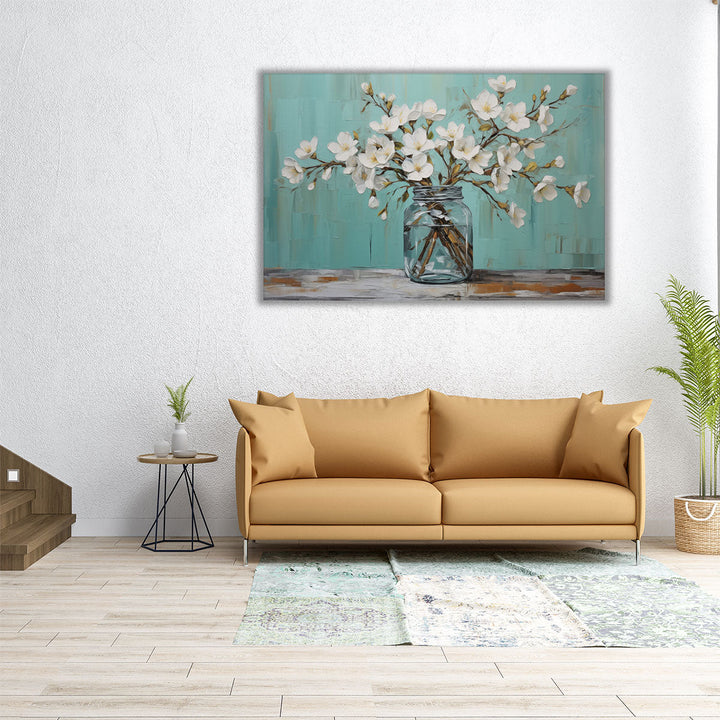 Mason Jar Bloom - Canvas Print Wall Art