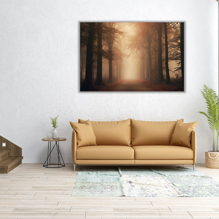 Misty Woodland Wander - Canvas Print Wall Art