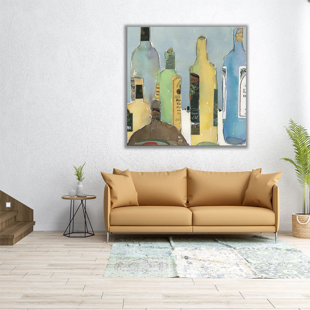 large kitchen art – neutral yellow and blue