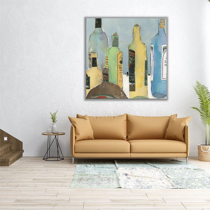 large kitchen art – neutral yellow and blue