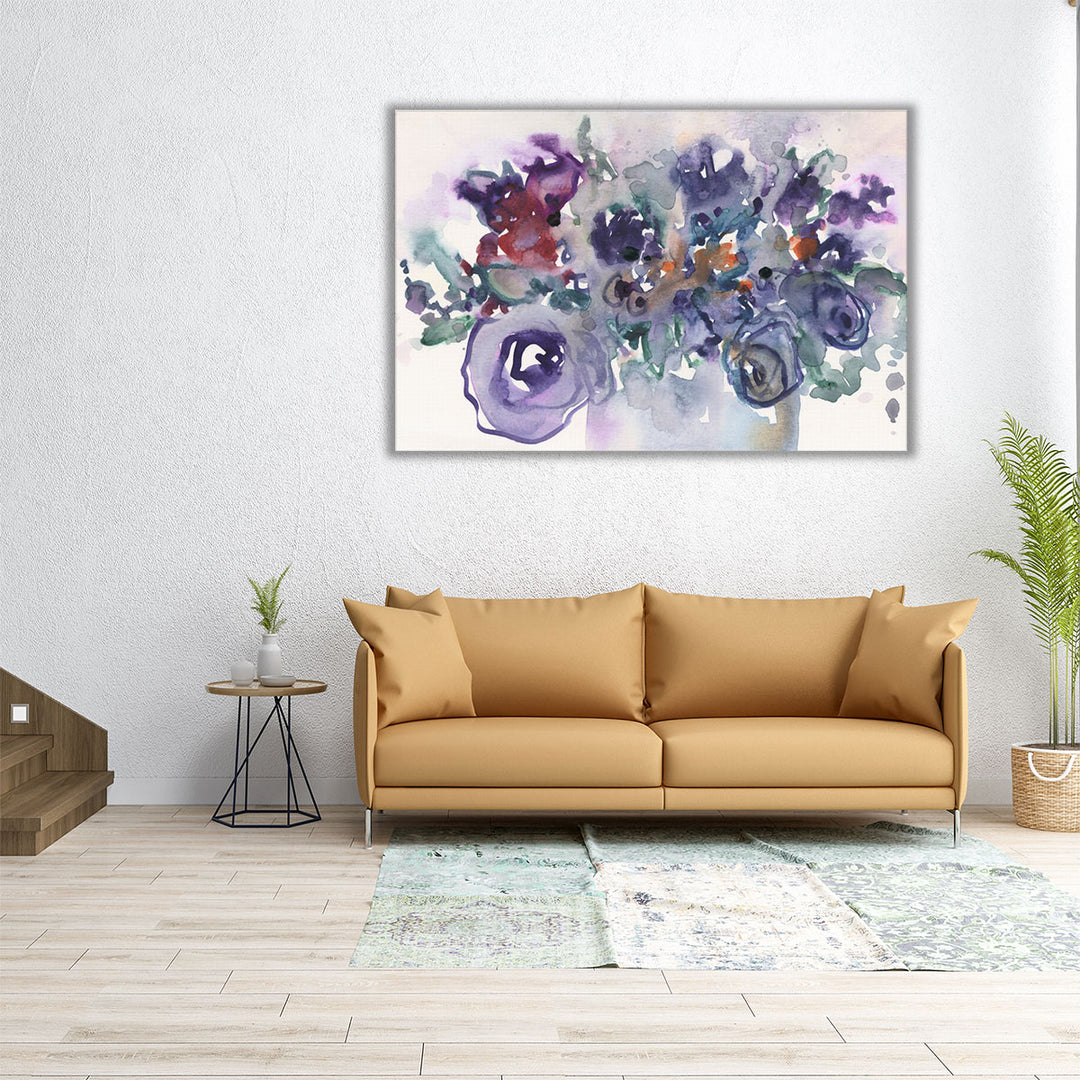 living room art – purple floral print