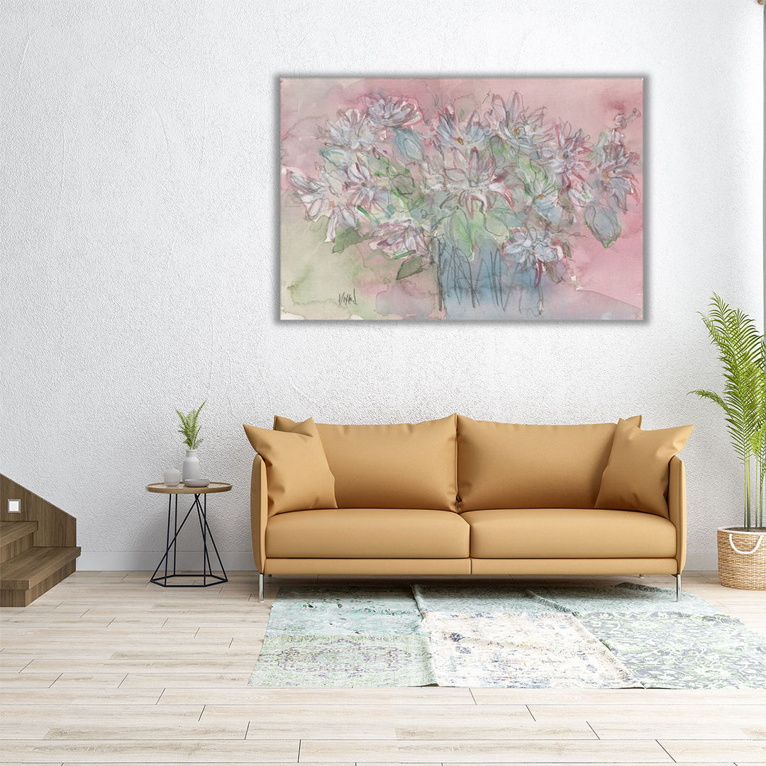 Horizontal canvas floral art piece