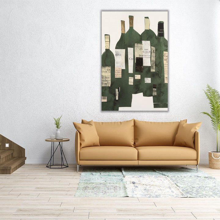 green wine art – modern bottle composition
