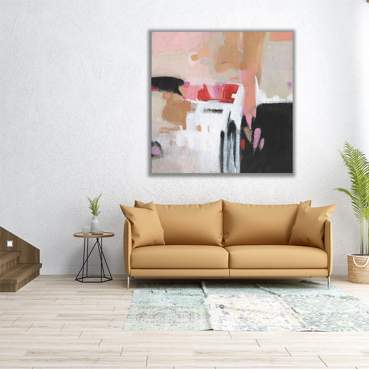 Pastel hallway artwork with subtle hues