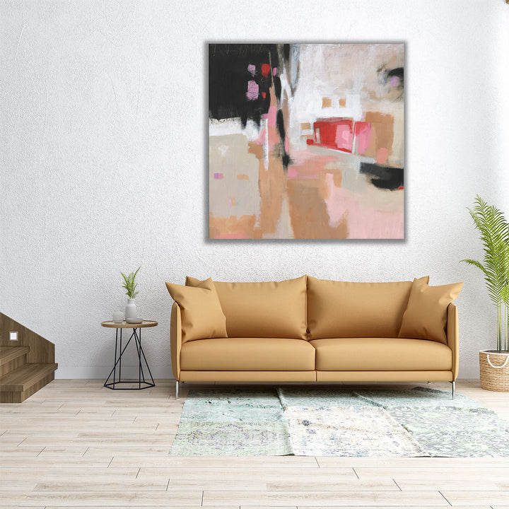 Square neutral abstract wall canvas