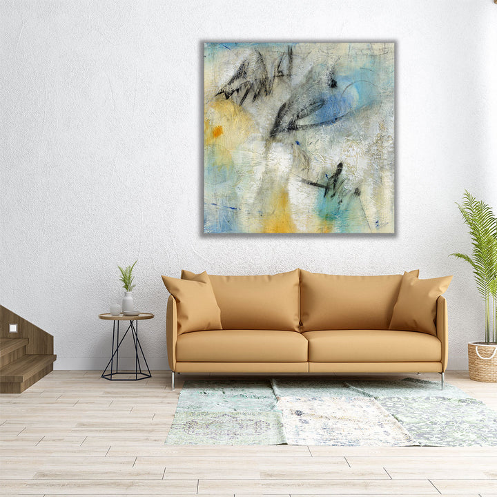 Square abstract canvas in soft neutral tones
