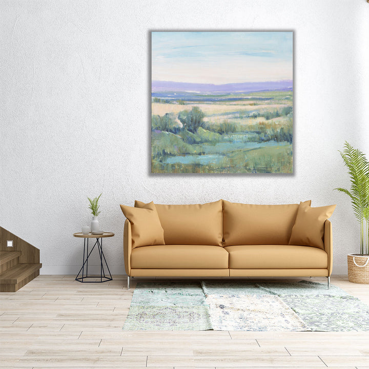 30x30 scenic artwork with grass and blue horizon