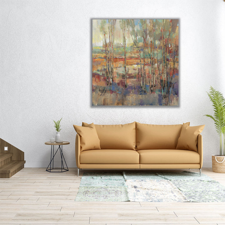 30x30 abstract forest wall art with natural textures