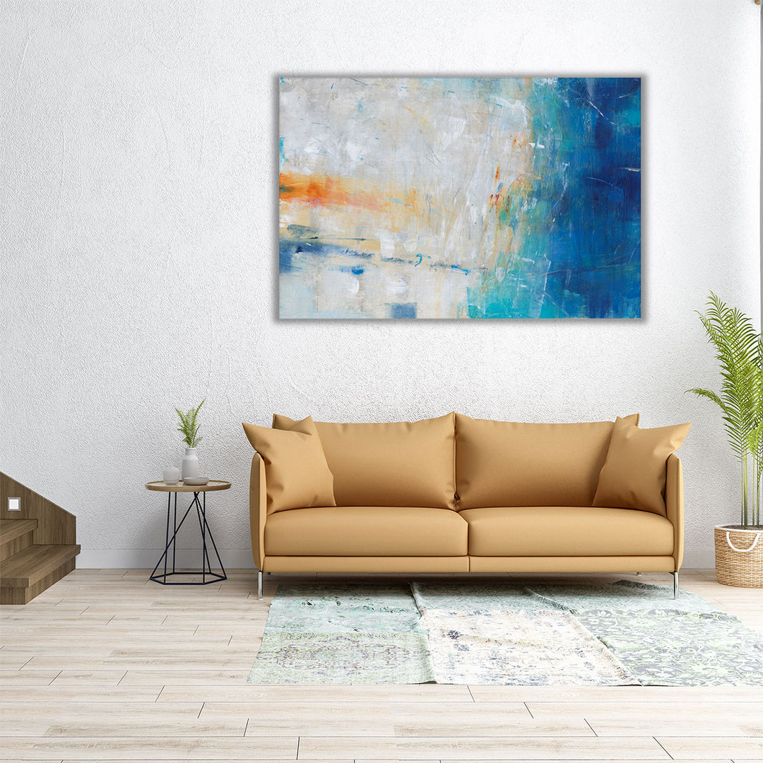 60x40 oversized abstract blue neutral canvas