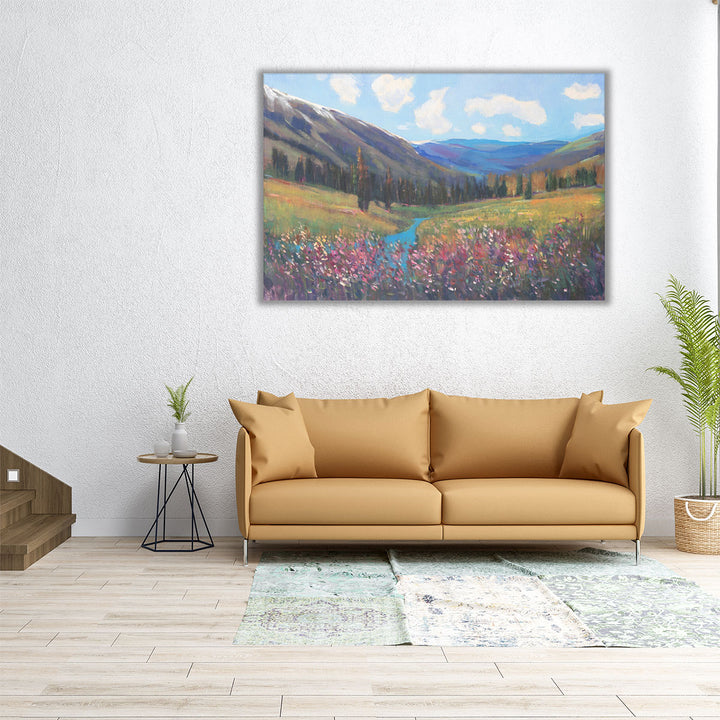 60x40 canvas featuring mountain and cloud scene