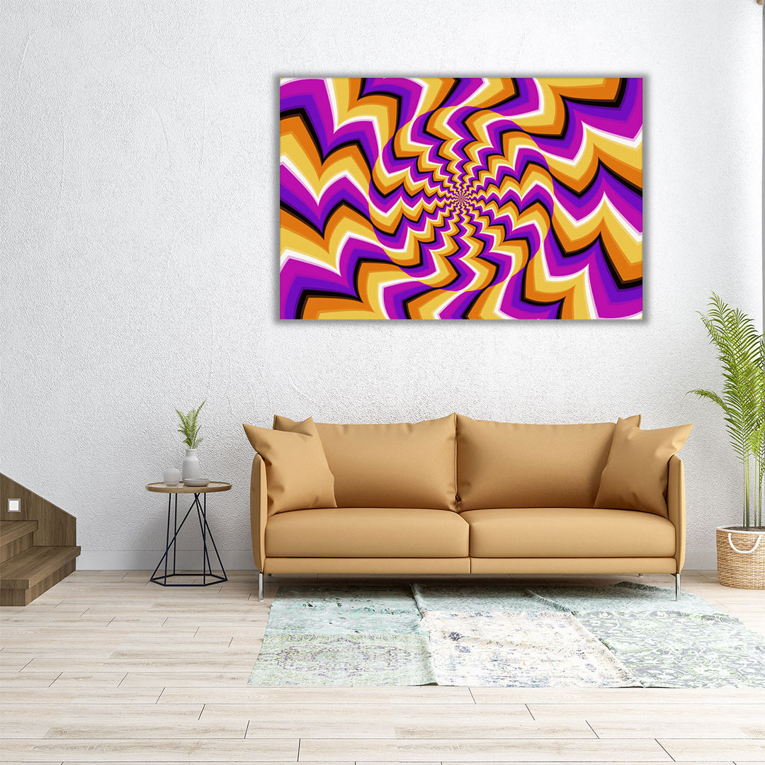 Horizontal surreal painting in bold tones