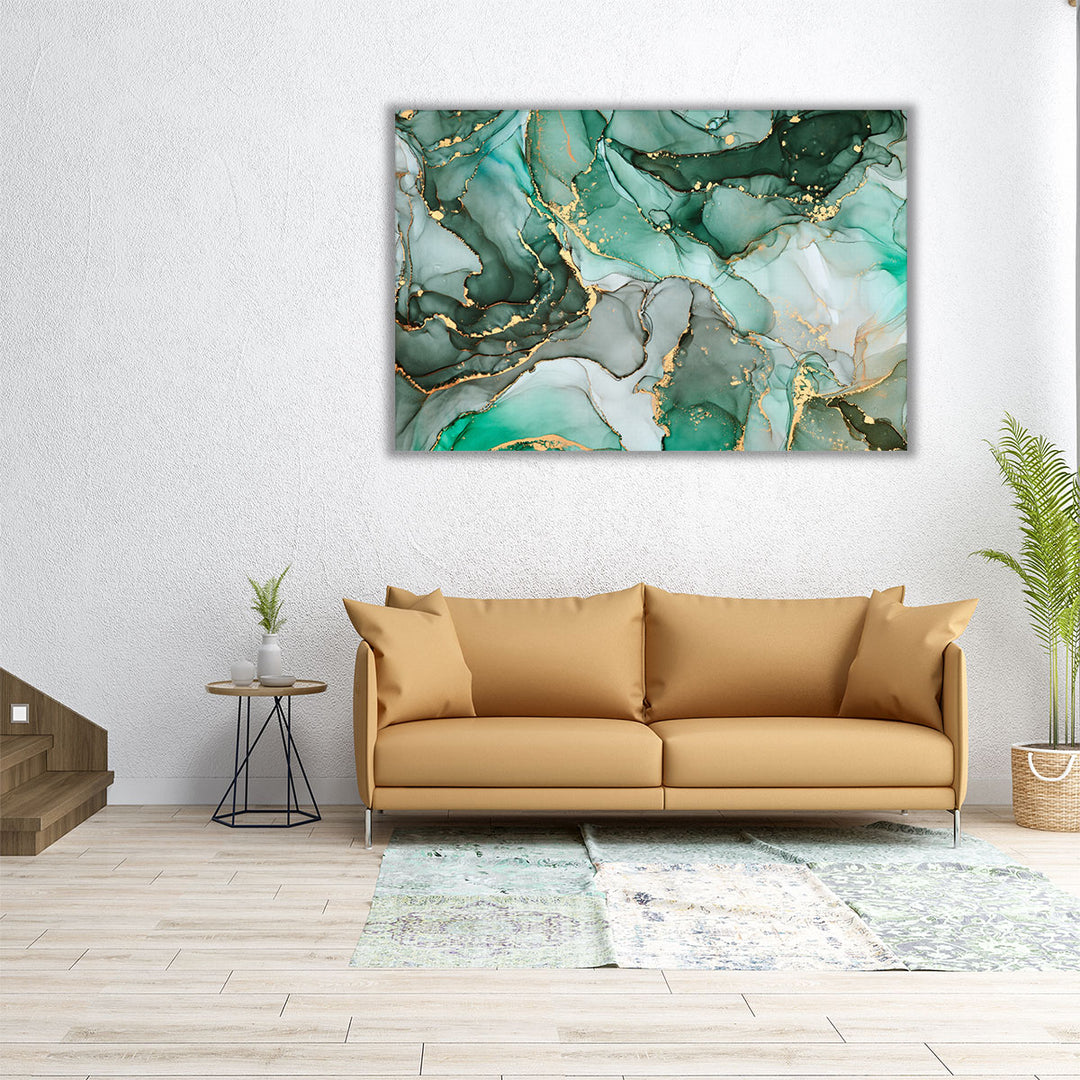 24x16 wrapped canvas abstract teal composition