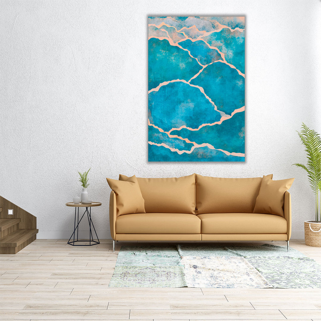 Vertical crack-textured abstract painting