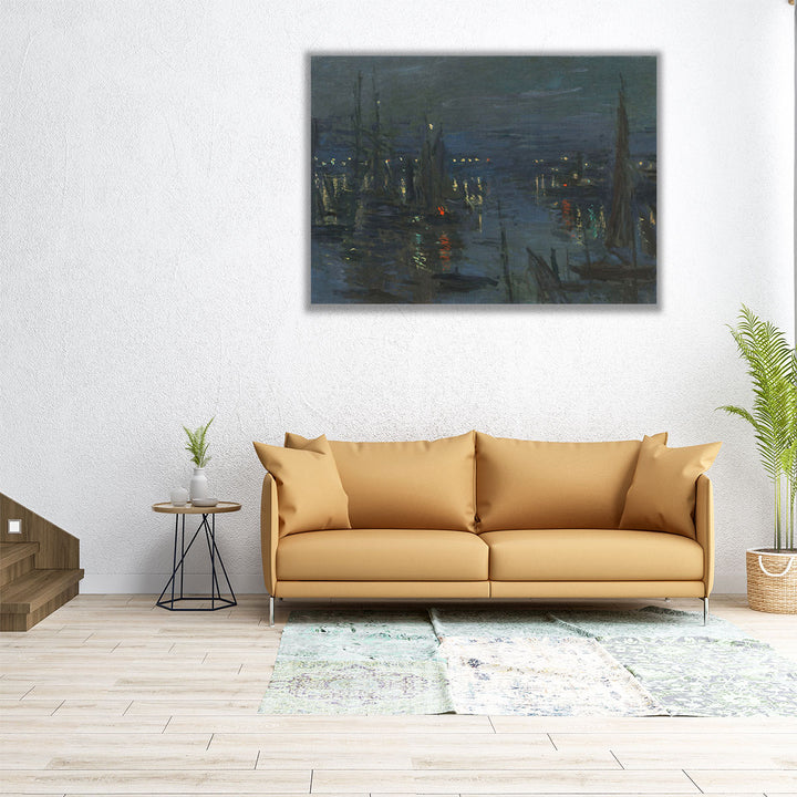 The Port of Le Havre Night Effect - Canvas Print Wall Art