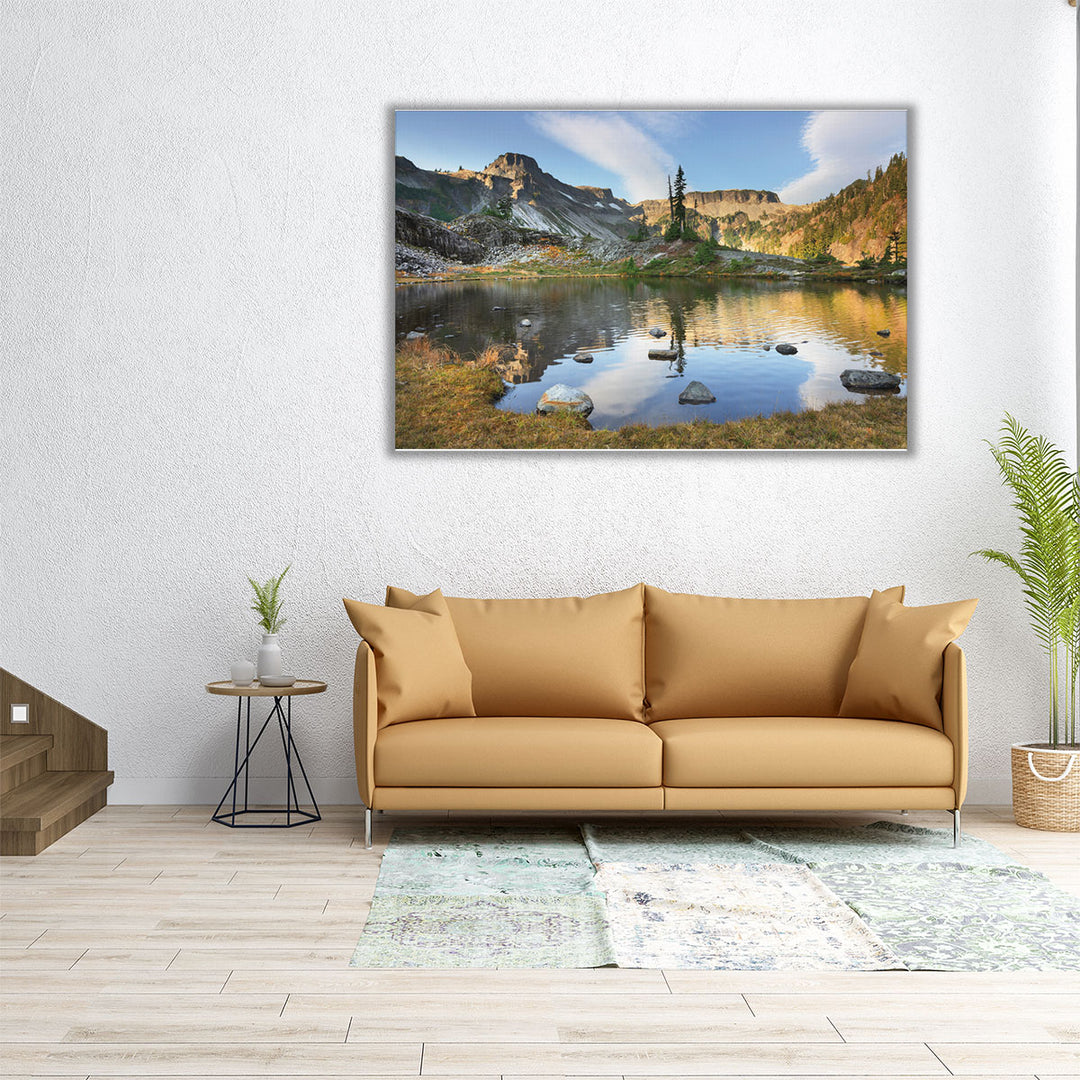 36x24 autumn mountain lake wall art