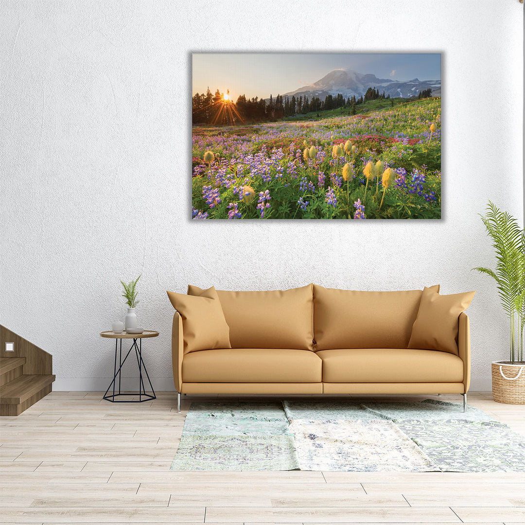 60x40 canvas of wildflowers and serene landscape