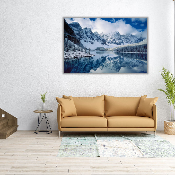30x20 Moraine Lake canvas print with clear blue water