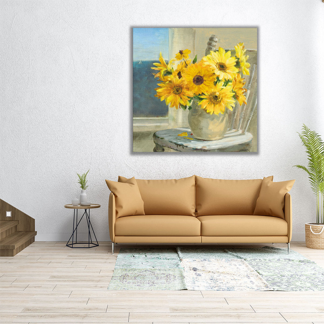 Sunflowers by the Sea - Canvas Print Wall Art