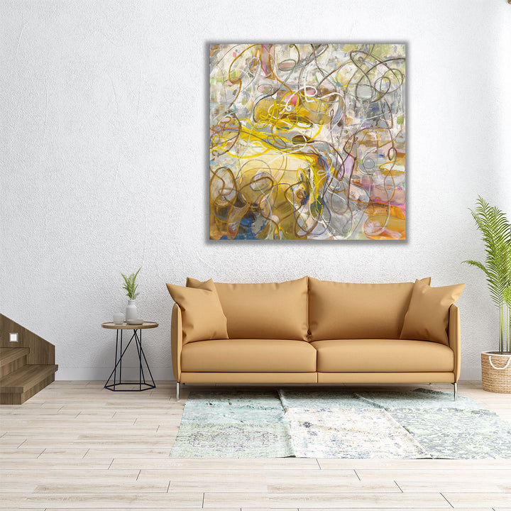 40x40 Wall Art – large framed artwork with flowing lines