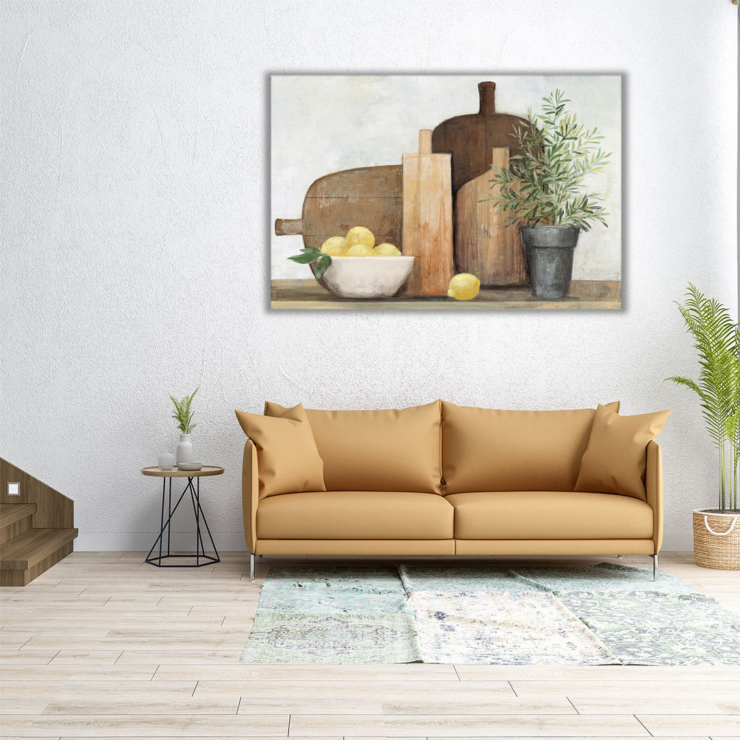 large kitchen art – brown and yellow botanical