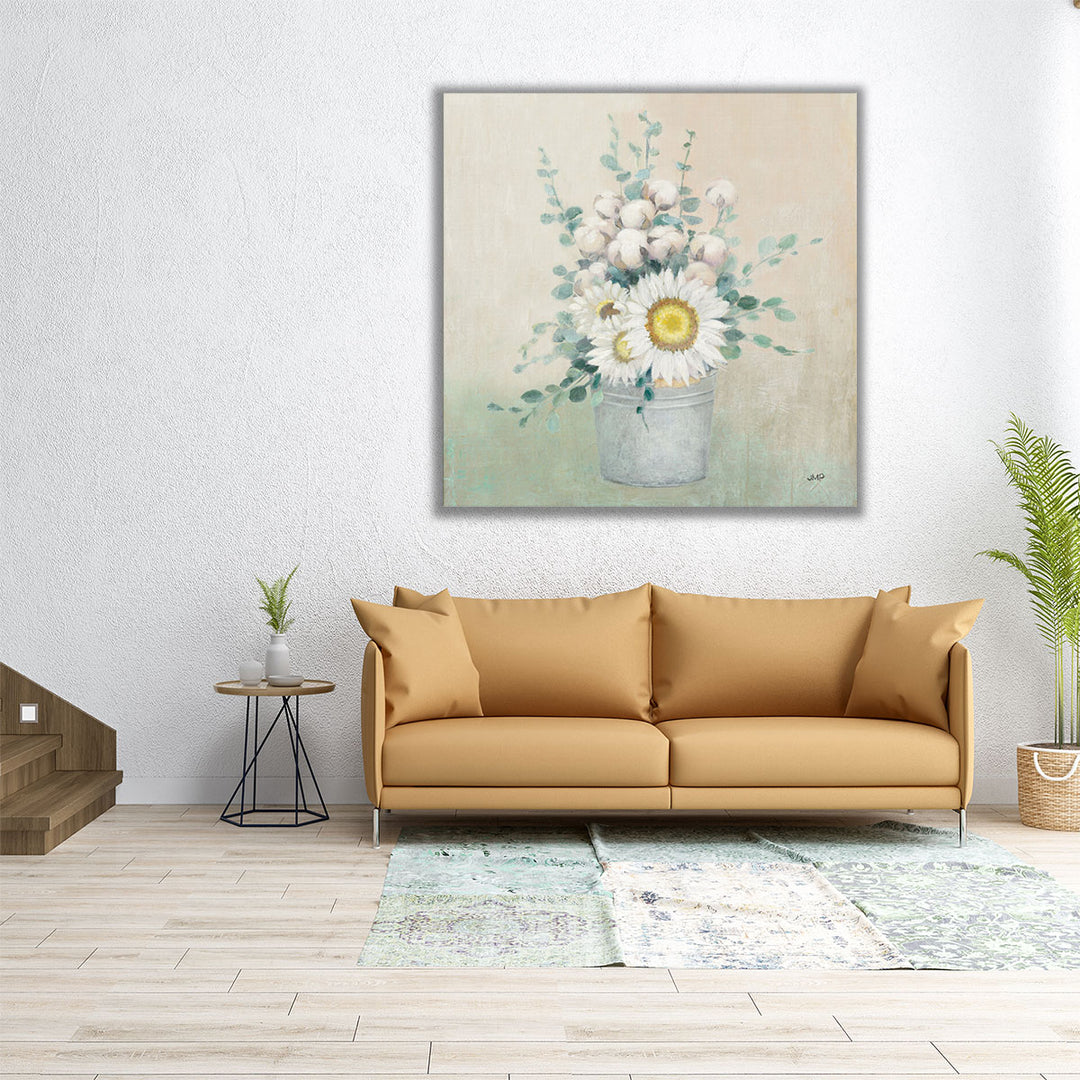 30x30 canvas print cotton flower vignette