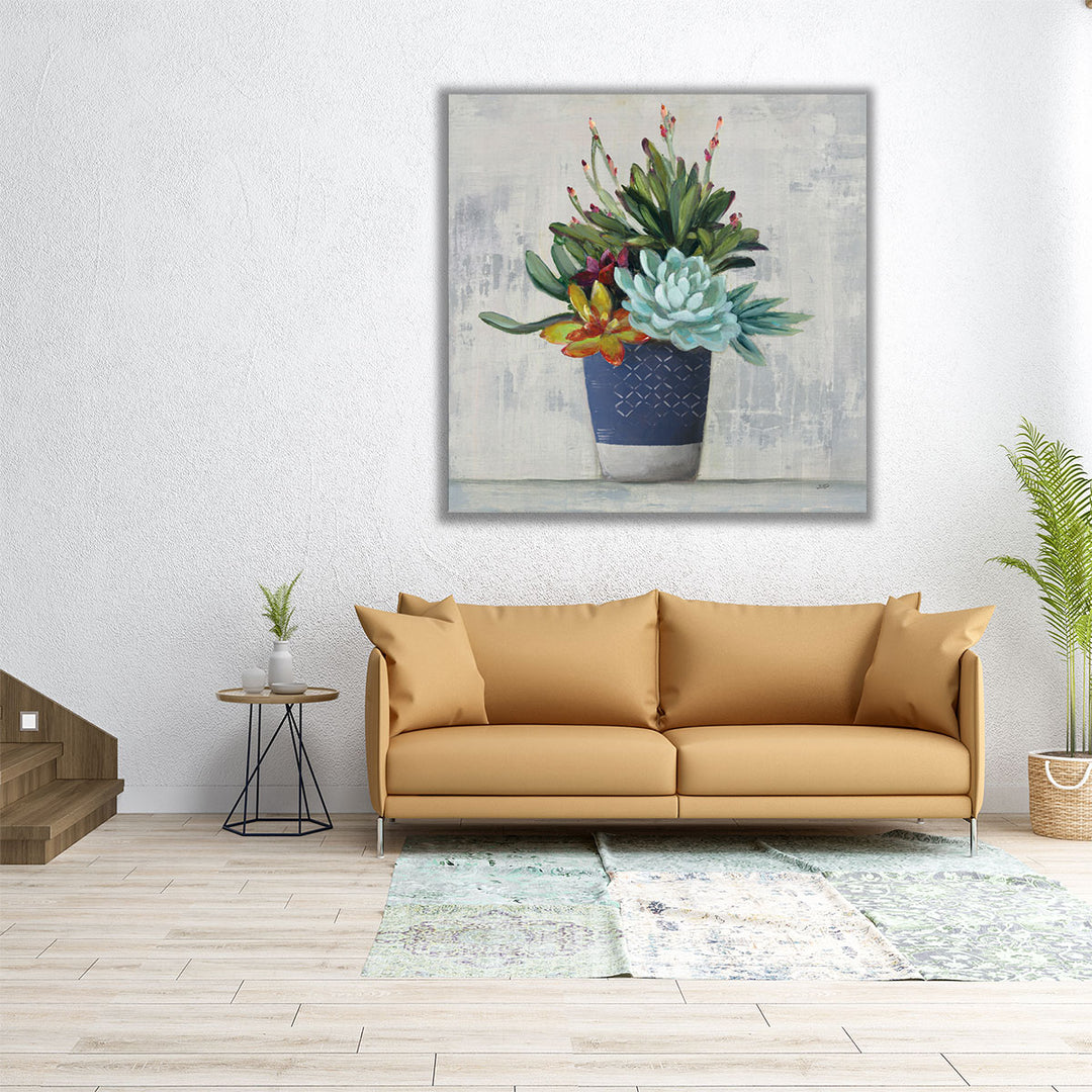 large kitchen art – lush succulent composition