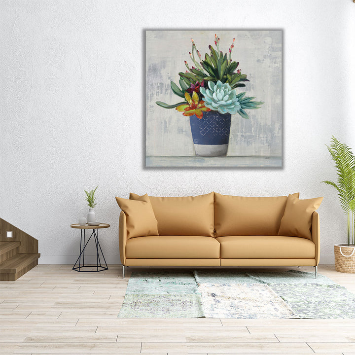 large kitchen art – lush succulent composition