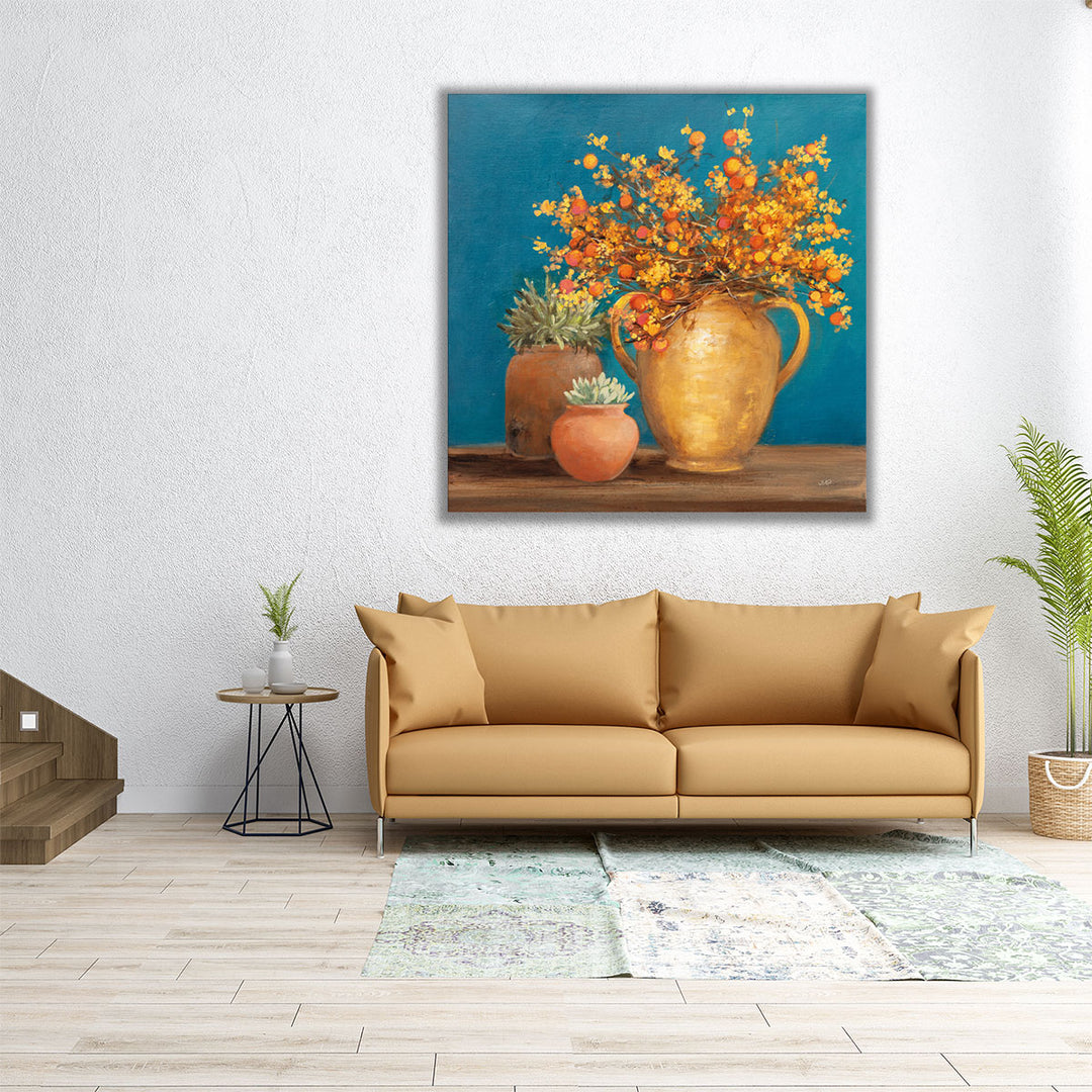 large botanical print – sunlit flower scene