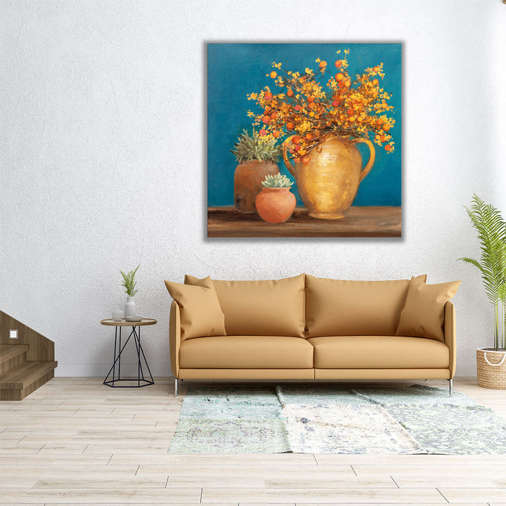 large botanical print – sunlit flower scene
