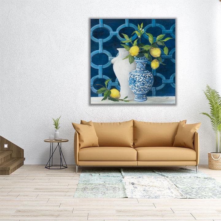 24x24 Canvas Print – chinoiserie floral pattern bursts
