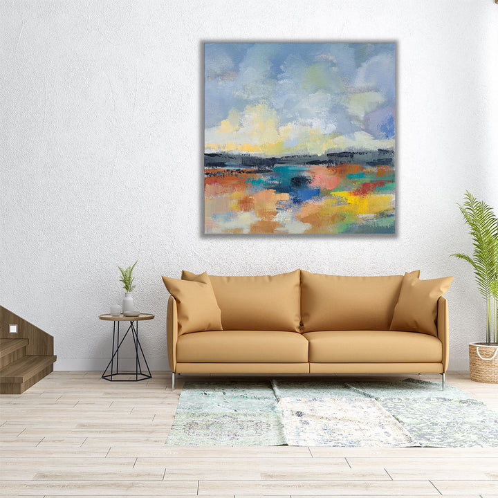 Large square wall art with colorful patterns