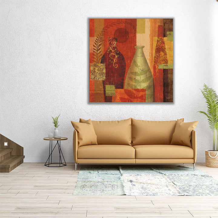 30x30 Canvas Print fused mosaic vase art