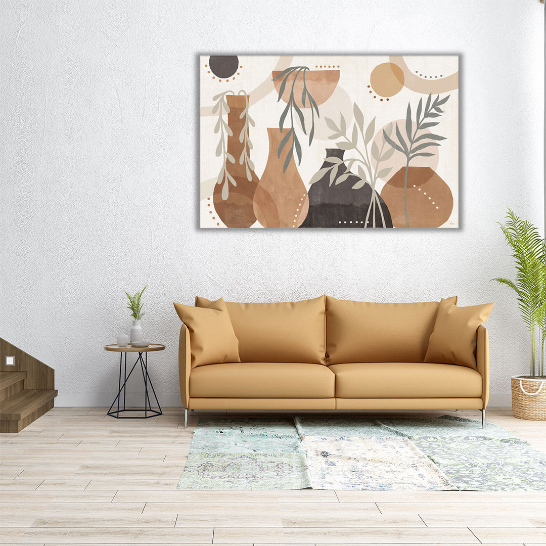 urn still life – brown botanical accent