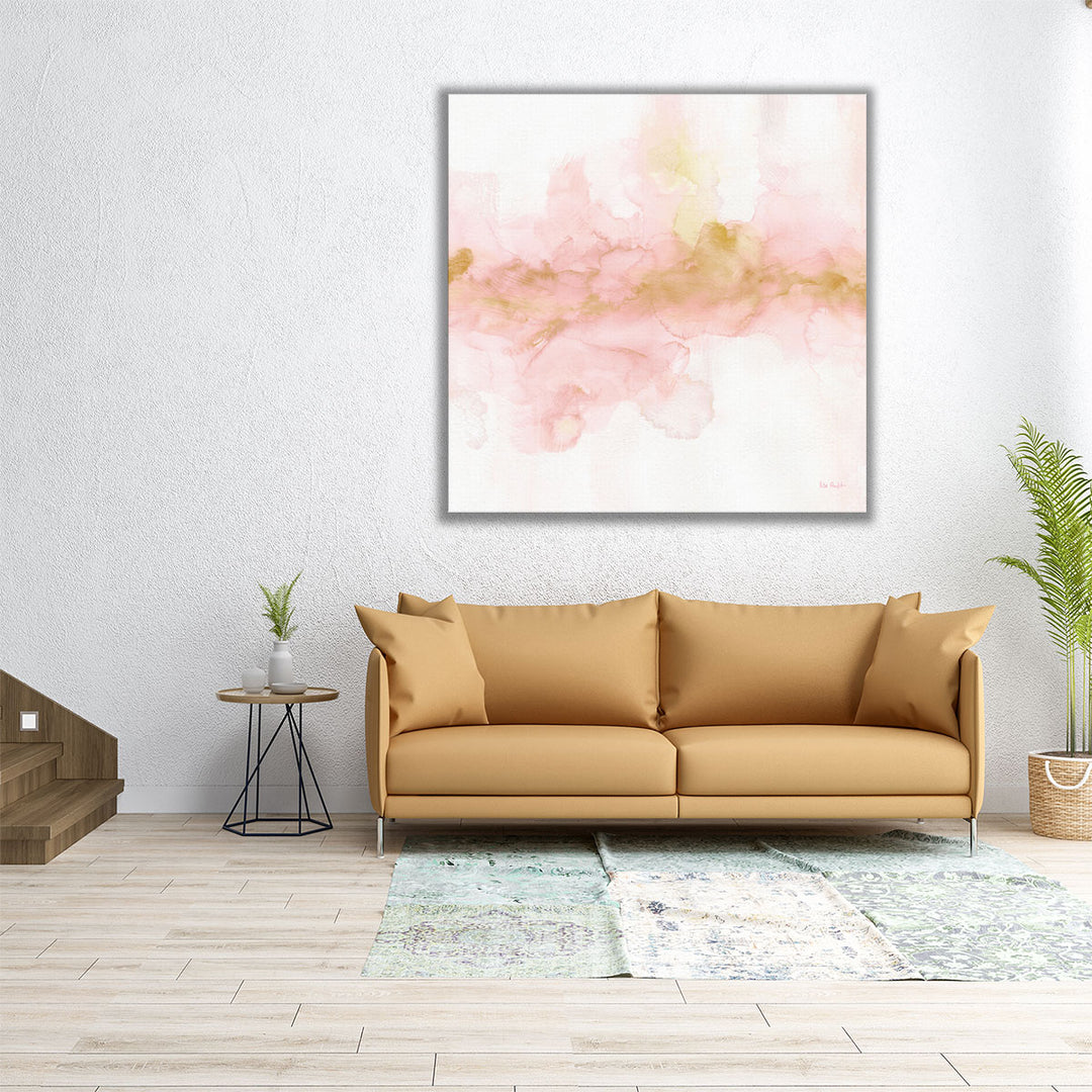 Square abstract wall print in light pink