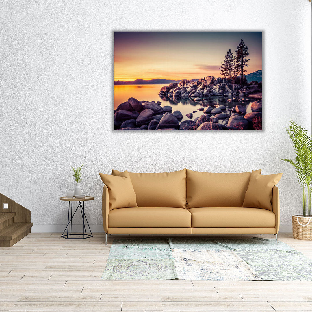Beautiful Lake Tahoe During Sunset - Canvas Print Wall Art