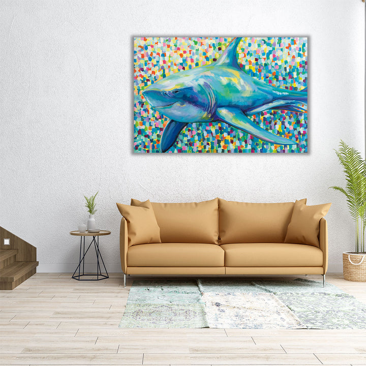 Horizontal shark print with vivid textures