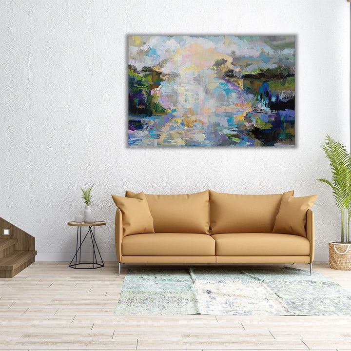 Large abstract canvas with landscape texture