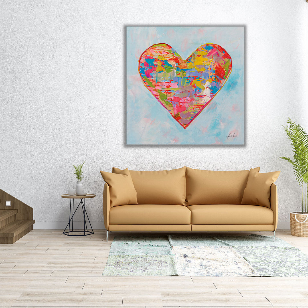Square abstract heart painting in vibrant colors