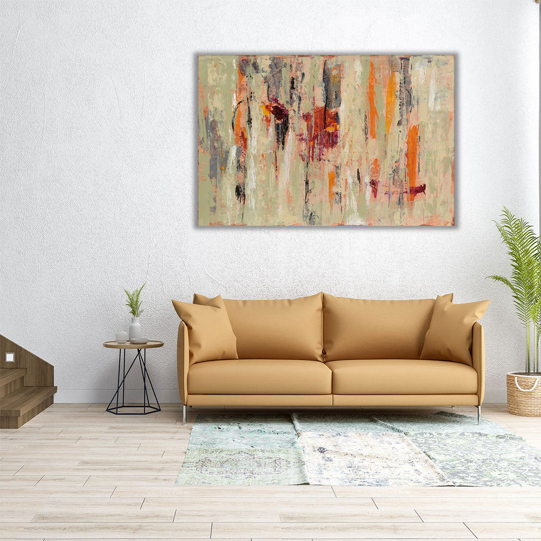 modern abstract art – orange on beige background